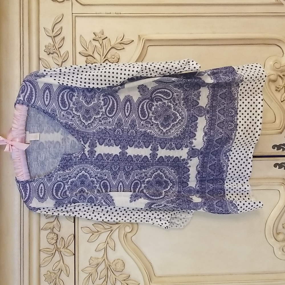 Chico's white and blue tunic blouse size 3